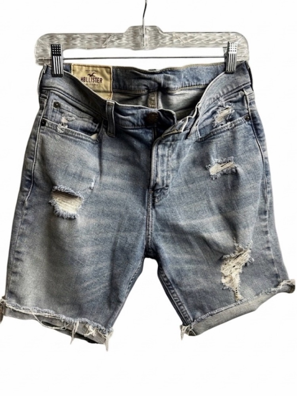 Hollister Distressed Denim Jean Shorts Men's Size 30 Light Wash Cutoff
